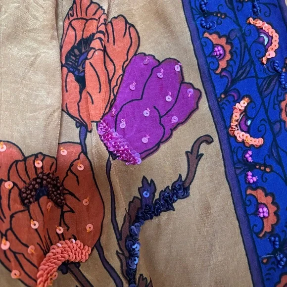 Anthropologie Maeve Beaded Persicum Floral Skirt Size M - Picture 10 of 13